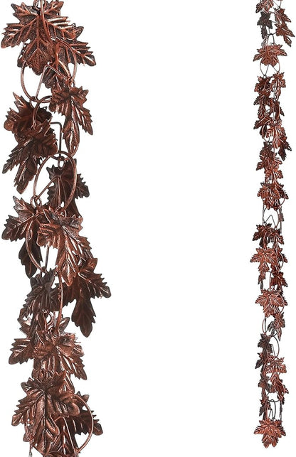 Maple Leaf Rain Chain, 8.5 Feet Rain Chains for Gutters Downspouts, Rain Gutter Catcher Chain for Outside Garden Patio, Metal Decorative Hanging Rain Chime for Downspout, Vintage Copper