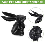OwnMy 2 Cast Iron Bunny Figurines Outdoor Rabbit Statues for Garden Patio Home Decors, 3.7" Hollow Carved Cute Bunny Statue Vintage Long-Eared Rabbit Ornaments Paperweights for Office Table Decors