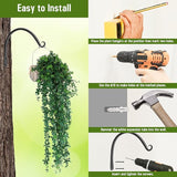 FEED GARDEN 2 Pack 10 Inch Hanging Plant Bracket Wall Hooks Decorative Plant Hangers for Outdoor Hanging Bird Feeders, Wind Chimes, Plant Baskets, Black
