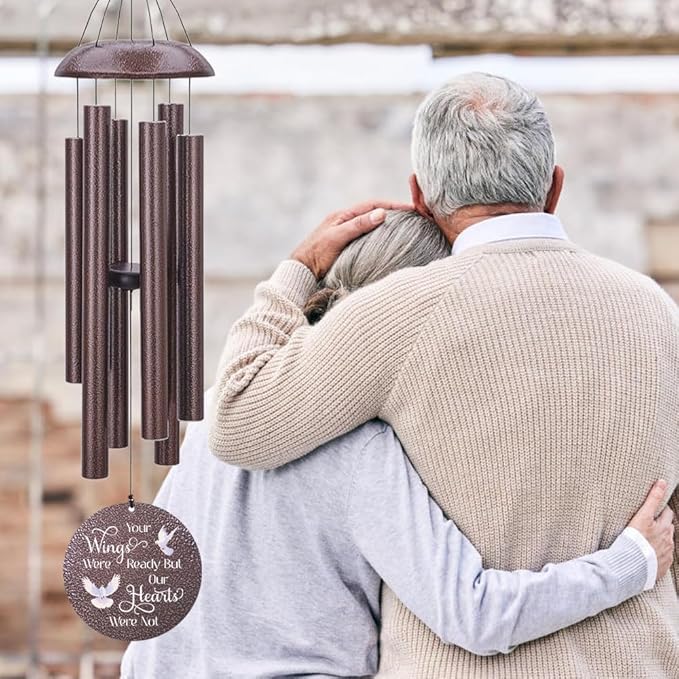 Sympathy Wind Chimes Personalized, Love Doves Wind Chimes for Loss of Loved Dad/Mom, Memorial Gifts Wind Chime, in Loving Memory, Garden Outdoor Decor 36inch (Produced in USA)