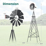 Tangkula 8.3FT Windmill Yard Garden Metal Ornamental Wind Mill Weather Vane Weather Resistant (Grey)