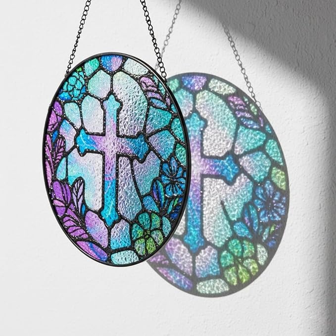 Sun Catcher Stained Glass Window Hanging 8 inch Suncatcher Wall Art Home Decor Sun Catchers Decoration for Garden Home Housewarming Gifts