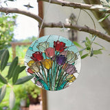 Tulips Suncatchers Windows Hanging, Acrylic Hanging Sun Catcher, Colorful Window Decoration, Indoor Windows Wall Art, Home Garden Decor, Gift for Flower Lover Women Mother's Day Christmas