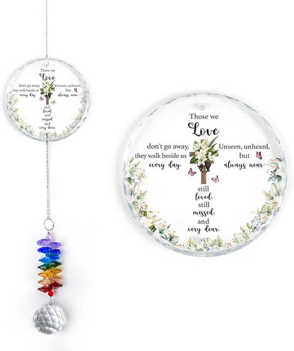 Glass Ornament Suncatcher - Sympathy Gift for Loss of Loved One - Grief Gifts - Heaven Keepsake - Mother's Day for Mom Dad Sisters Brothers - Hanging Home Garden Decor