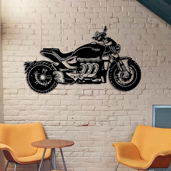 Tri.umph ROC.ket Metal Wall Art, Housewarming Gift, Wire Art Wall Decor, Motorcycle, Above Bed Decor, Bike Lover, Gift for Fathers day, Birthday, Christmas/Gift-21