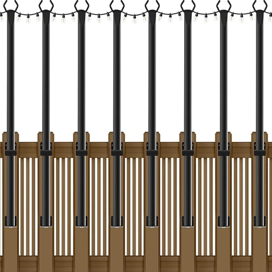 NUERPO 8 Pack String Light Poles,5Ft Metal Poles for Outdoor String Lights,Outdoor Light Poles with Post,Poles/Stand for Outside,Patio,Deck,Backyard,Garden Wedding,Party