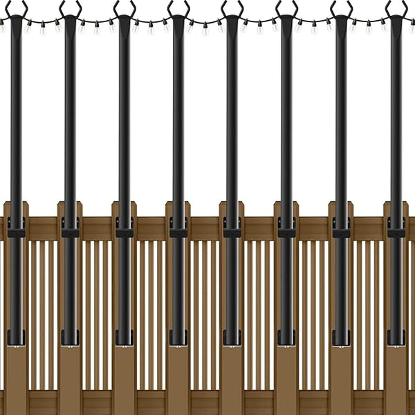 NUERPO 8 Pack String Light Poles,5Ft Metal Poles for Outdoor String Lights,Outdoor Light Poles with Post,Poles/Stand for Outside,Patio,Deck,Backyard,Garden Wedding,Party