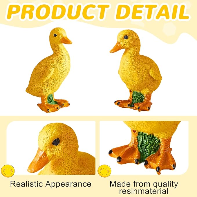 Lenwen 4 Pcs Resin Duck Figures Ducks Statue Duckling Outdoor Garden Statues for Patio Lawn Outdoor Yard Pond Decorations 3.9 x 3.1 x 2.8 Inch, 2 Styles