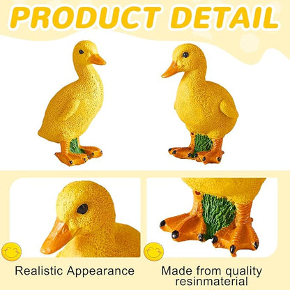 Lenwen 4 Pcs Resin Duck Figures Ducks Statue Duckling Outdoor Garden Statues for Patio Lawn Outdoor Yard Pond Decorations 3.9 x 3.1 x 2.8 Inch, 2 Styles