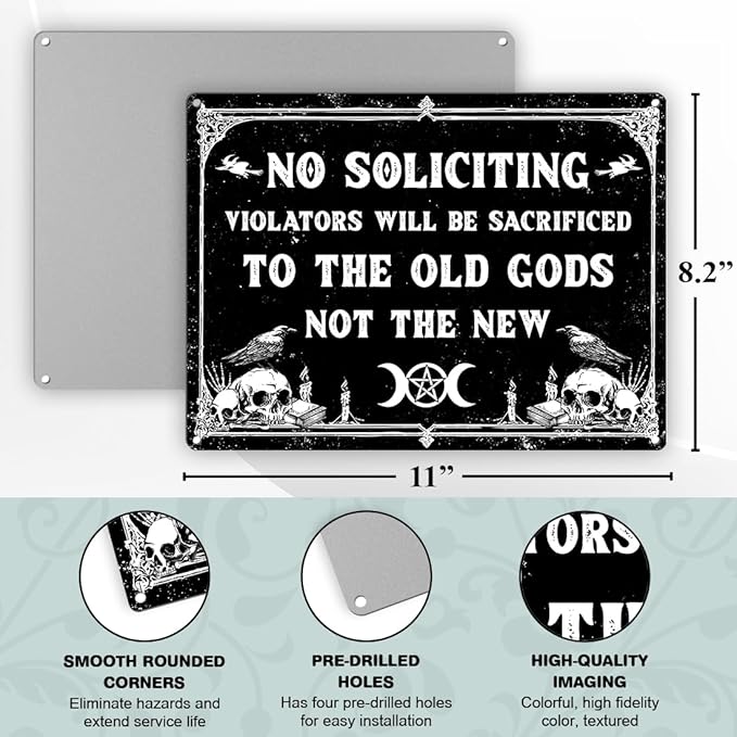 Witchy Bathroom Metal Sign - Dark Humor No Soliciting Signs, Spooky Home Decor Aesthetic Aluminum Rust Free 9" X 11", Pre-Drilled Holes, Weather Resistant