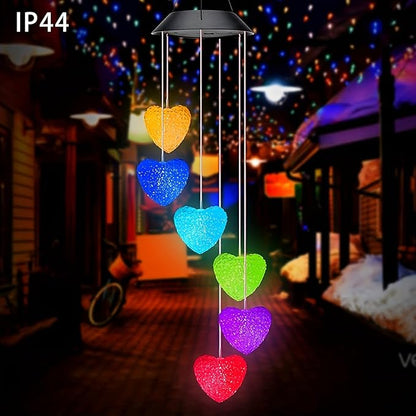 Solar Wind Chimes Outside Color Changing Lights,Solar Valentines Lights Outdoor,Valentine Solar Powered Lights,Garden Decor for Patio Yard Garden Home,Gifts for Women