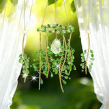 3 Pcs Crystal Suncatchers for Window Boho Decor, Green Plants Artificial Hanging Wind Chime Sun Catchers with Chain Rainbow for Indoor OutdoorDecor Plant Lover Gift (Blue)