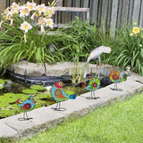 4 Pack Bird Garden Decor for Outside, Glass & Metal Yard Art Decoration for Porch Patio, Garden Statues Sculpture Gifts for Grandma Mom Women (Colorful)