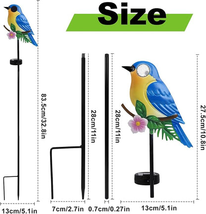Rngmsi Garden Solar Lights Dynamic Eyes, Bird Solar Garden Lights Stake Outdoor Decorations, LED Lighting Blue Bird Decor Gifts for Patio Yard Pathway Lawn