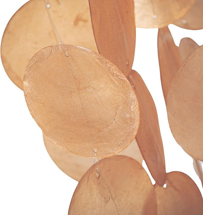 Woodstock Chimes Capiz Waterfall Wind Chime, 40" Summer Marigold Capiz Round Sea Shell, Handcrafted Ocean Theme Windchime for Outdoor, Patio or Garden Décor (CWSM)