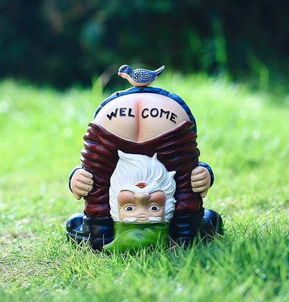 Garden Gnome Statue, Garden Decor,Gnomes Decorations for Yard, Funny Bird Welcome Figurines for Outdoor Patio, Lawn, Yard Art Decoration