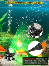 T-SUN Pond Lights LED Underwater 16 Colors with Timer Remote Control IP68 Waterproof Dimmable Submersible Fountain Lights Outdoor Spotlight for Fish Pond Garden Yard Aquarium Pool