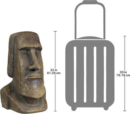 Design Toscano Easter Island Ahu Akivi Moai Monolith Garden Statue, Extra Large, 32 Inch, Cast Stone Resin, Grey Stone