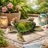 Resin Sea Turtle Decorative Statue - 16x15 Inch Tropical Wall and Garden Art -Ocean-Themed Décor for Home - Beach House - Coastal - Marine Enthusiasts (Green)