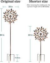 Yard Garden Wind Spinners - Large Wind Spinners Outdoor Metal, Kinetic Lawn Patio Wind Sculptures Windmill Decor (Copper Leaves, 23" W x 84" H)