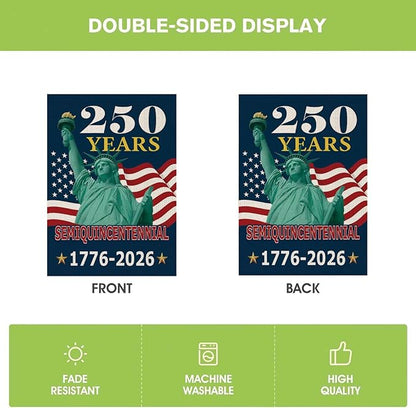 250th Anniversary American House Flag, 1776-2026 Semiquincentennial Patriotic Double-Sided Garden Flag, 28x40 Inch
