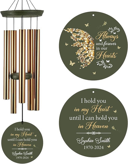 ASTARIN Memorial Butterfly 36" Wind Chimes, Personalized Name Sympathy Wind Chime, in Memory of Loss Mom Loved One, Large Deep Tone Bereavement Windchimes for Outdoors Clearance(Produced in USA)