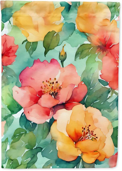 Caroline's Treasures Georgia Cherokee Rose in Watercolor Garden Flag Mailbox Flag Decorative Yard Flag Banner Outside Patio Artwork Yard Flower Beds, Garden Size, Multicolor