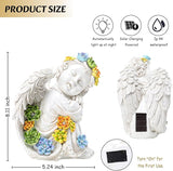 Solar Cherub Angel Outdoor Garden Decor Statues - 8 inches Angel Figurines Outdoor Sculptures with Succulent, Garden Statues for Outside, Patio, Balcony, Lawn Ornaments or Housewarming Gift