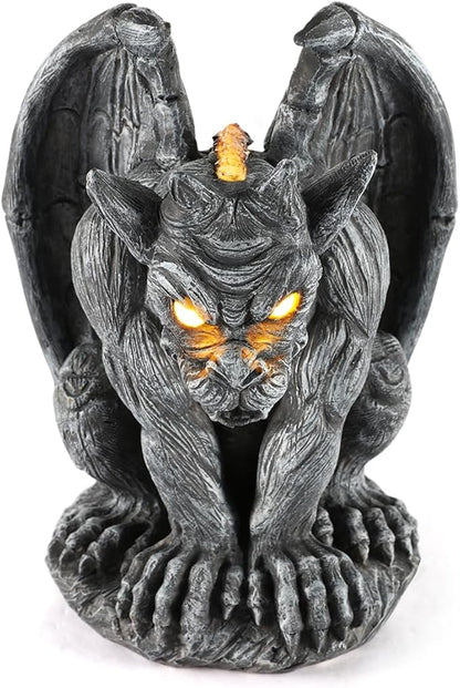 Large Winged Gargoyle Statue with Solar Lights Outdoor Gargoyle Statue Garden Guardian Sculpture Figurine Gothic Decor Gargoyle Monster Dragon Creep Scary Sculpture Patio Yard Lawn