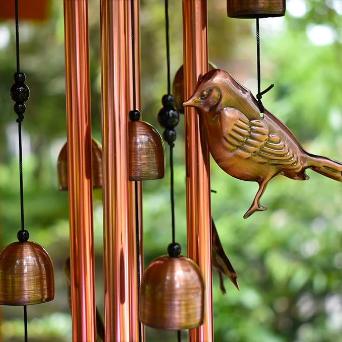 Maydahui Bird Retro Metal Wind Chime (34 Inch H) Memorial Wind Bell Animal Windchime with S Shaped Hook for Indoor and Outdoor Decor Festival Garden Party