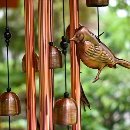 Maydahui Bird Retro Metal Wind Chime (34 Inch H) Memorial Wind Bell Animal Windchime with S Shaped Hook for Indoor and Outdoor Decor Festival Garden Party