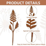 12 Pieces Rustic Metal Flowers and Plants Garden Stakes Rusty Plant Shaped Decoration Fern Leaf Decor for Flower Arrangements Potted Plants Patio Lawn Yard Walkway and Outdoor Courtyard Decoration
