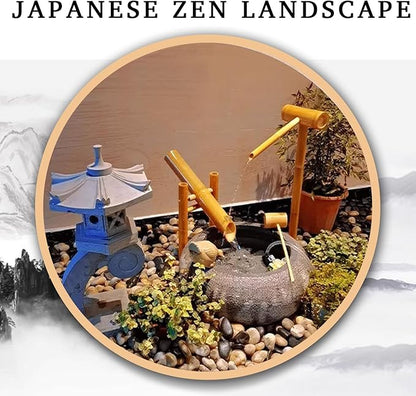 Handmade Solar Water Pump Fountain Kit, Free Standing Bamboo Fountain, Japanese Rocking Water Fountain, Patio Water Fountains, for Creates a Captivating Outdoor Fountain,Raw Bamboo