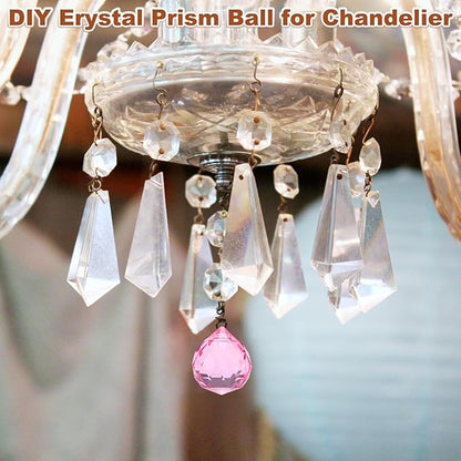 M METERXITY 20-Pack Crystal Ball Prisms, 24mm/0.94 Inch Chandelier Pendant Maker Hanging Crystals Chandelier Prisms for Home/Windows/Garden/DIY Decoration[Light Pink]