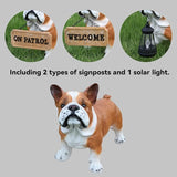 French Bulldog Garden Statue with Solar Lantern & Double-Sided Sign - Realistic Frenchie Outdoor Decor for Patio, Yard, Porch - Waterproof Resin Dog Sculpture - Gift for Frenchie Lovers, Mom, Dad
