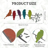 Ferraycle Metal Bird Wall Art - Birds on Branch with Leaves - Metal Sculpture Wall Hanging Sign for Balcony, Garden, Home Decor(Fresh Colors)