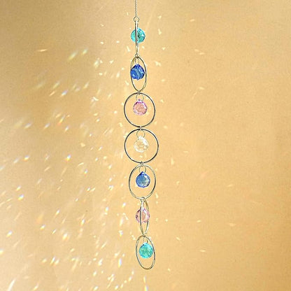 7 Chakra Crystal Suncatcher Pendant Strand with 7 Colored 2Inch Crystal Balls and Gold Loops for ndoor Outdoor Home Garden Decor Birthday Gift
