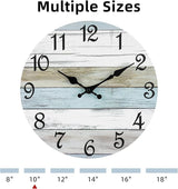 CHYLIN Wall Clock Silent Non Ticking Wall Clocks Battery Operated, Rustic Coastal Country Clock Decorative for Bathroom Kitchen(10 Inch)