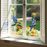 BOXCASA Blue Birds Decor Stained Glass Suncathers for Window,Stained Glass Bird Window Hanging,Birds Gifts for Bird Lovers,Birthday Gift for Women Mom Grandma