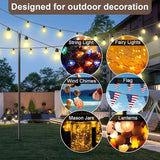 MuliVid 4 Pack String Light Poles for Outdoor,Metal Light Hanging Pole Outside with Fork,Light Stand for Patio, Pergola, Garden, Backyard, Yard, Camping Party (4 Pack)