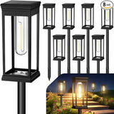 Upgraded Square Solar Pathway Lights Outdoor 8 Pack, IP65 Waterproof, Solar Lights Outdoor Pathway Square with Auto On/Off Warm White LED, 12-14H Landscape Lighting for Walkway Garden Driveway Decor