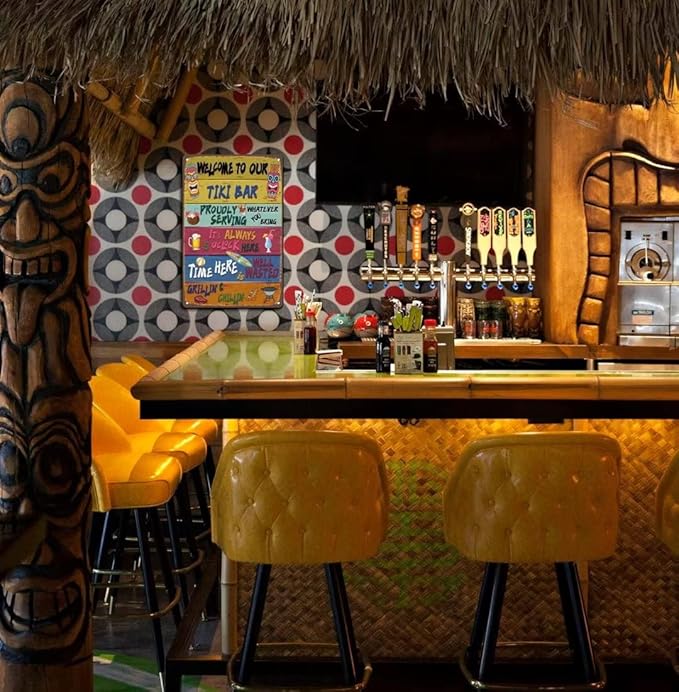 Vintage Welcome to Our Tiki Bar Sign - 8x12 Inches Decorative Sign for Outdoor Use, Perfect for Beach House, Poolside, Party, and Tiki Bar Decor