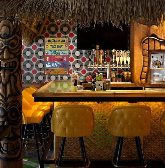 Vintage Welcome to Our Tiki Bar Sign - 8x12 Inches Decorative Sign for Outdoor Use, Perfect for Beach House, Poolside, Party, and Tiki Bar Decor
