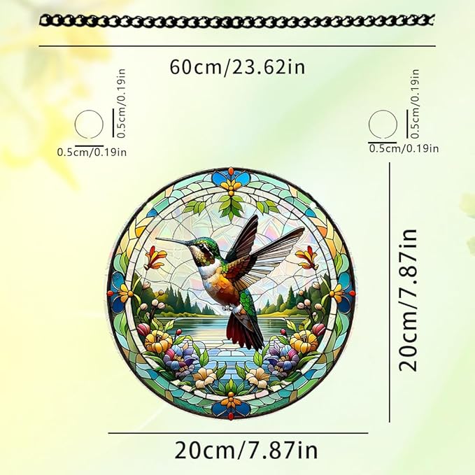 8 Inch Sun Catchers Indoor Window, Acrylic Rainbow Suncatcher Window Hanging Decoration for Living Room Bedroom Summer Home Balcony Ornaments Decoration (141Hummingbird)