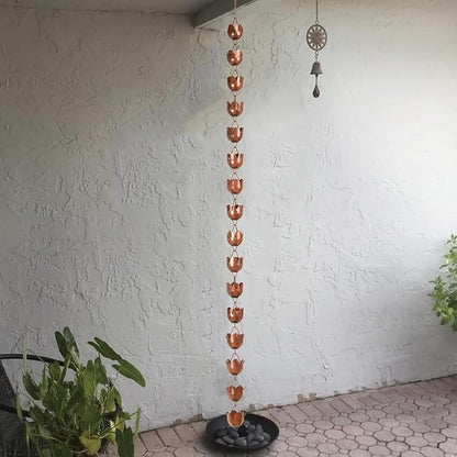 6ft Rain Chain for Gutters Durable Antique Copper Rain Chains for Outside with 17 Large Lotus Cups Decorative Rain Catcher Chain Downspout Replacement for Outdoor Drainage & Eaves
