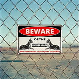 Beware Of The Dog Doberman Sign Aluminum Metal Tin Signs Outdoor Yard Sign Warning Sign For Fence Yard Home Kitchen Farm Garden Wall Decor 8x12 Inch