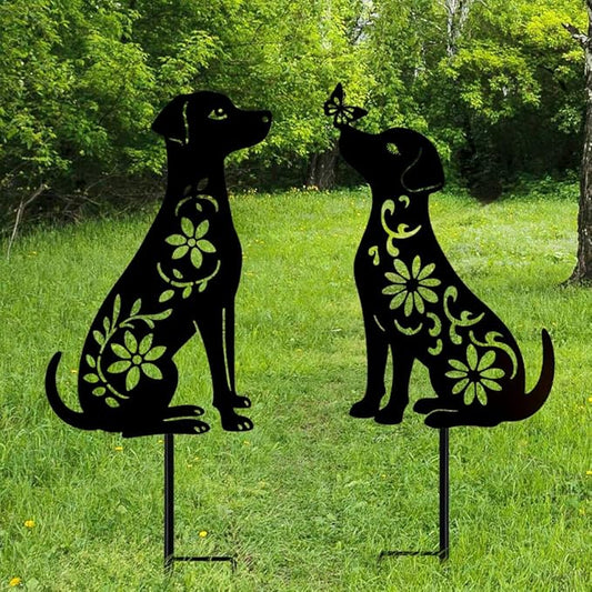 Dog Metal Decorative Garden Stakes, Dachshund Unique Gifts for Dog Lovers, Garden Decor for Outside, Yard Art, Patio, Outdoor Decor, Garden Decorations, Lawn Ornaments (2 Pack)