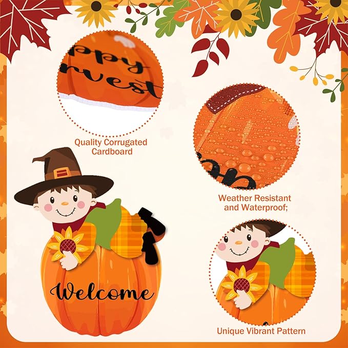 6 Pcs Thanksgiving Scarecrow Yard Stakes Harvest Outdoor Decorations with Stakes for Lawn Garden Porch Thanksgiving Decor Holiday Yard Signs