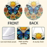 Butterfly Acrylic Window Hanging Suncatcher, Yellow Flower Window Wall Art, Butterfly Suncatchers for Windows Doors Home Decoration, Housewarming, Festival, Birthday Gift for Women
