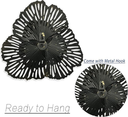 10" Metal Flower Wall Art Decor, Rustic Modern Floral Sculpture, Distressed Iron Wall Hanging Home Decoration Accent Artworks for Indoor Kitchen Bedroom Living Office Outdoor Garden Patio (36B-Gold)